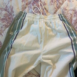 White and Green 100% cotton pants relaxing yoga surf pants